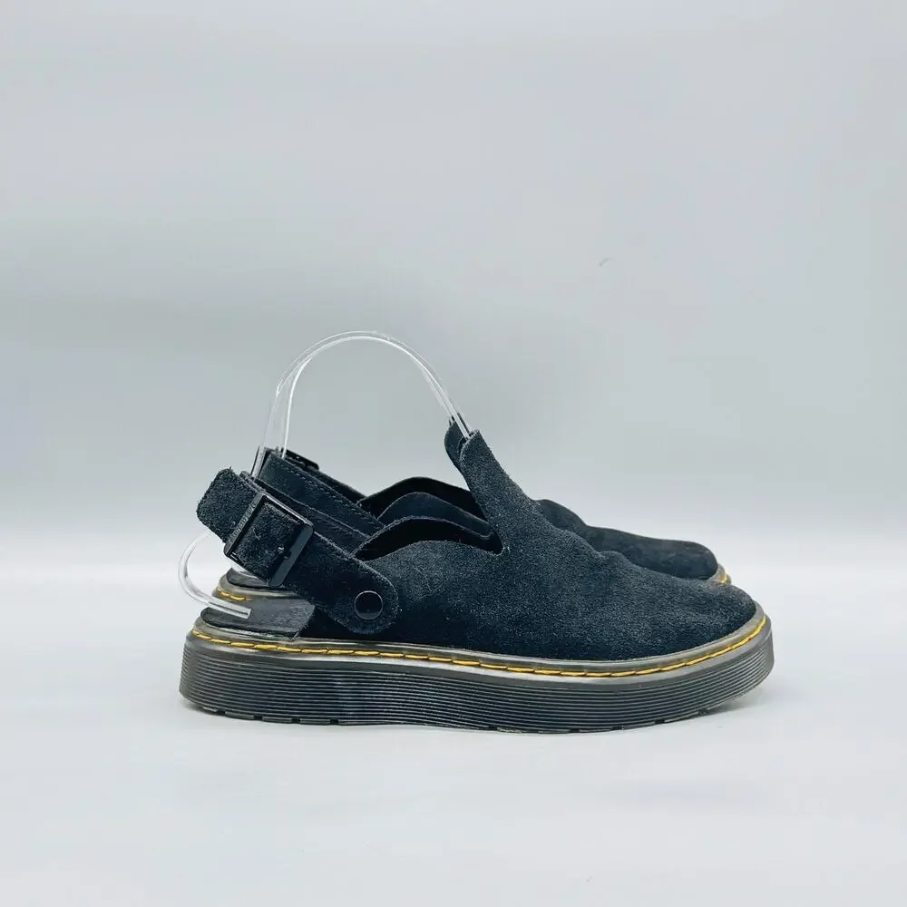 Dr Martens Sandals Womens 6 Black Suede Carlson Slingback Buckle Casual Shoes